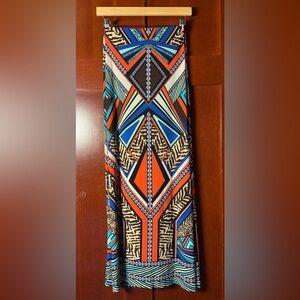 Chico's Aztec Animal Print Stretch Jersey Maxi Skirt Size Medium
